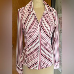 Retro pink strip blouse